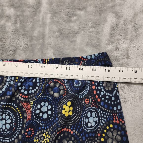 BCBGirls Skirt Womens M Blue Geometric Polka Dots Pull On A-Line Preppy Casual - Picture 6 of 8